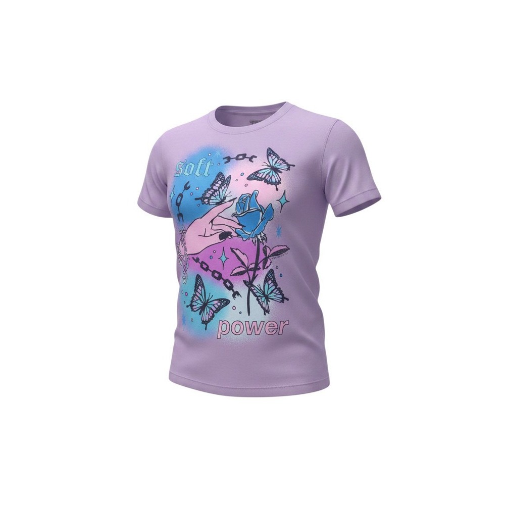 Teen Hearts Graphic Tee Unisex Medium Purple Soft Power Butterfly Rose